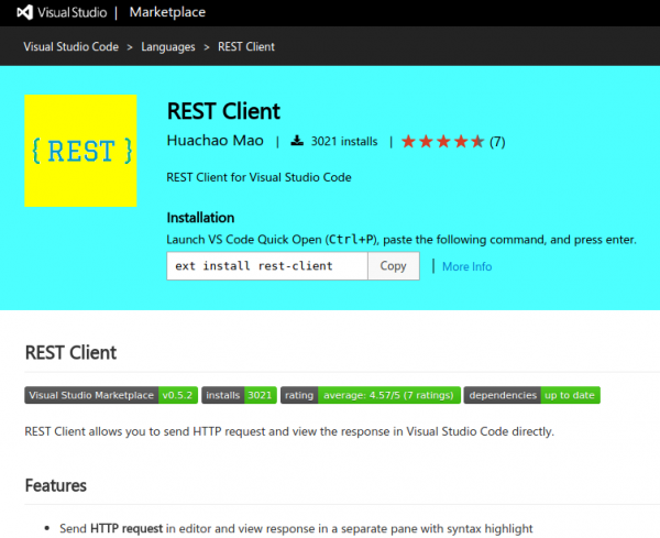 Extensión REST Client para VS Code