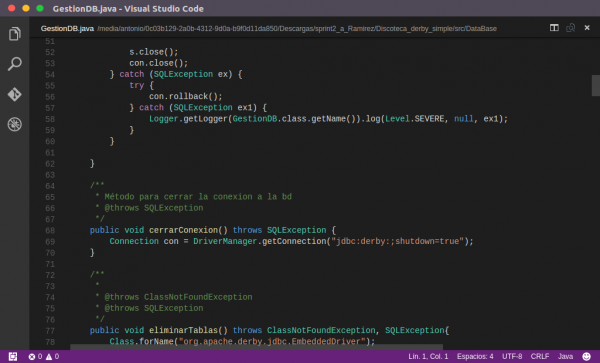 Codigo Java en VS Code