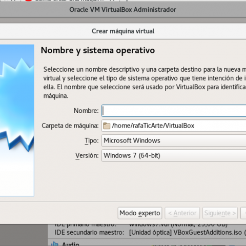 Nueva máquina en VirtualBox