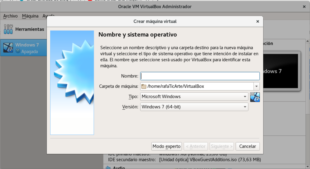 Nueva máquina en VirtualBox Nueva máquina en VirtualBox