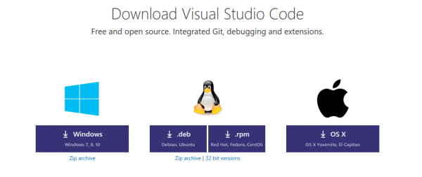 Posibilidades de descarga de VS code