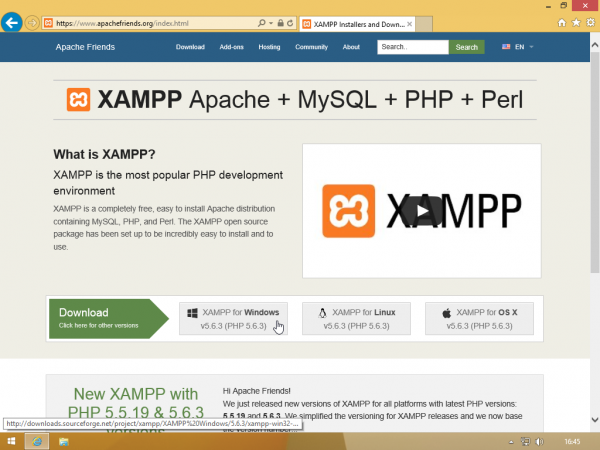 Página oficial de XAMPP