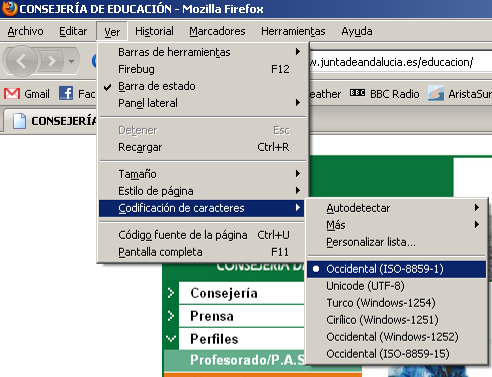 Codificación en Firefox