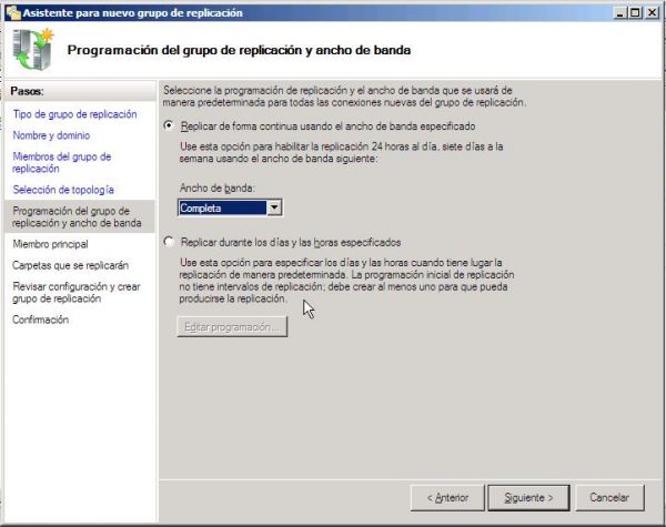 Replicación ancho de banda
