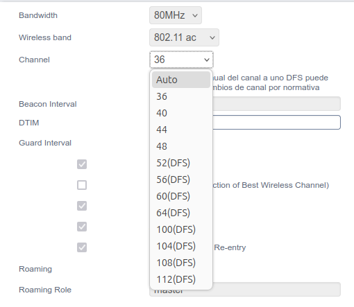 Canales wifi 5ghz
